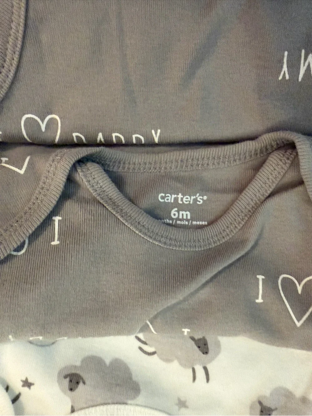 Carter's Gray & White 4-Pack Long-Sleeve Bodysuits size 6 mo